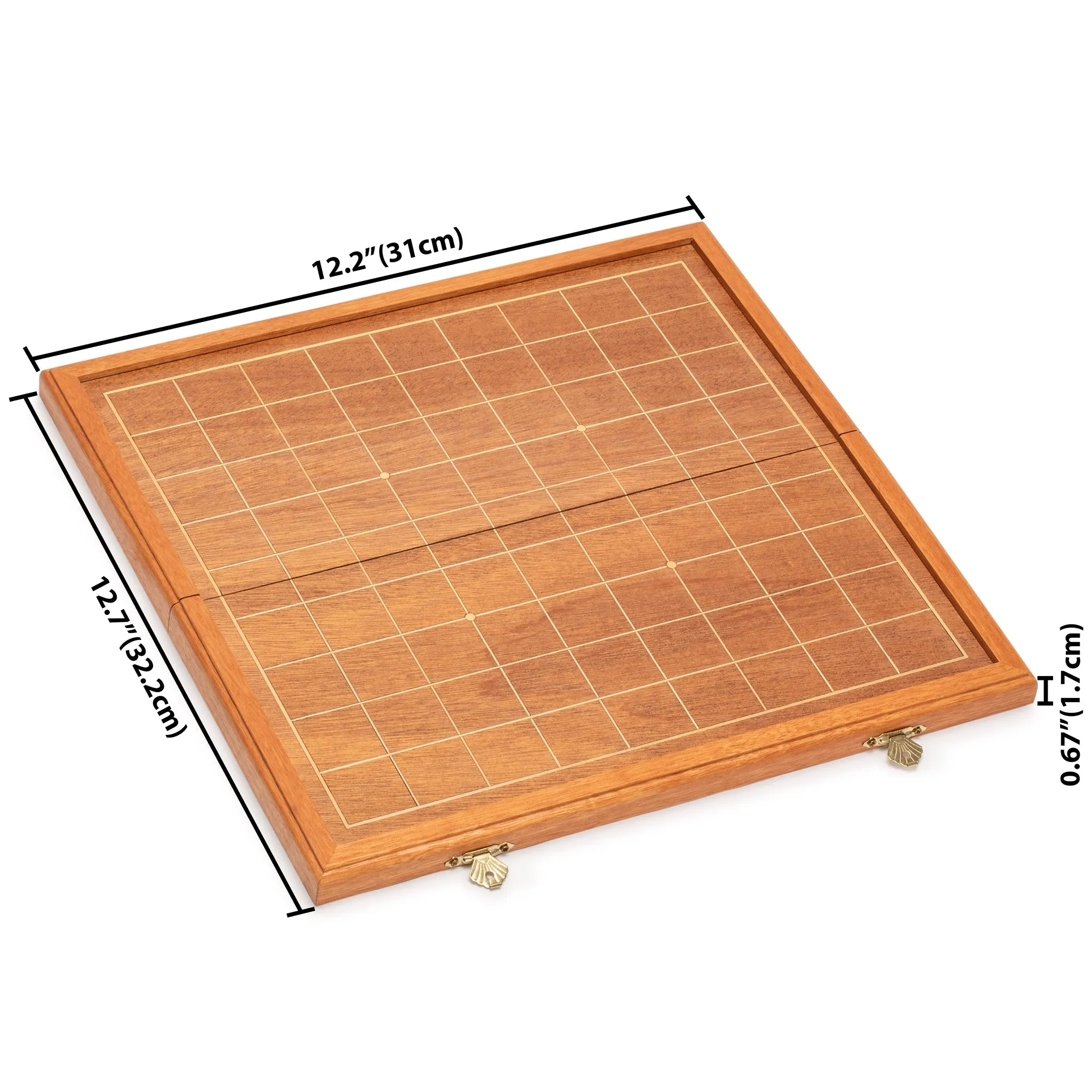 Folding Wooden Shogi Japanese Chess Game Set - 12.7"