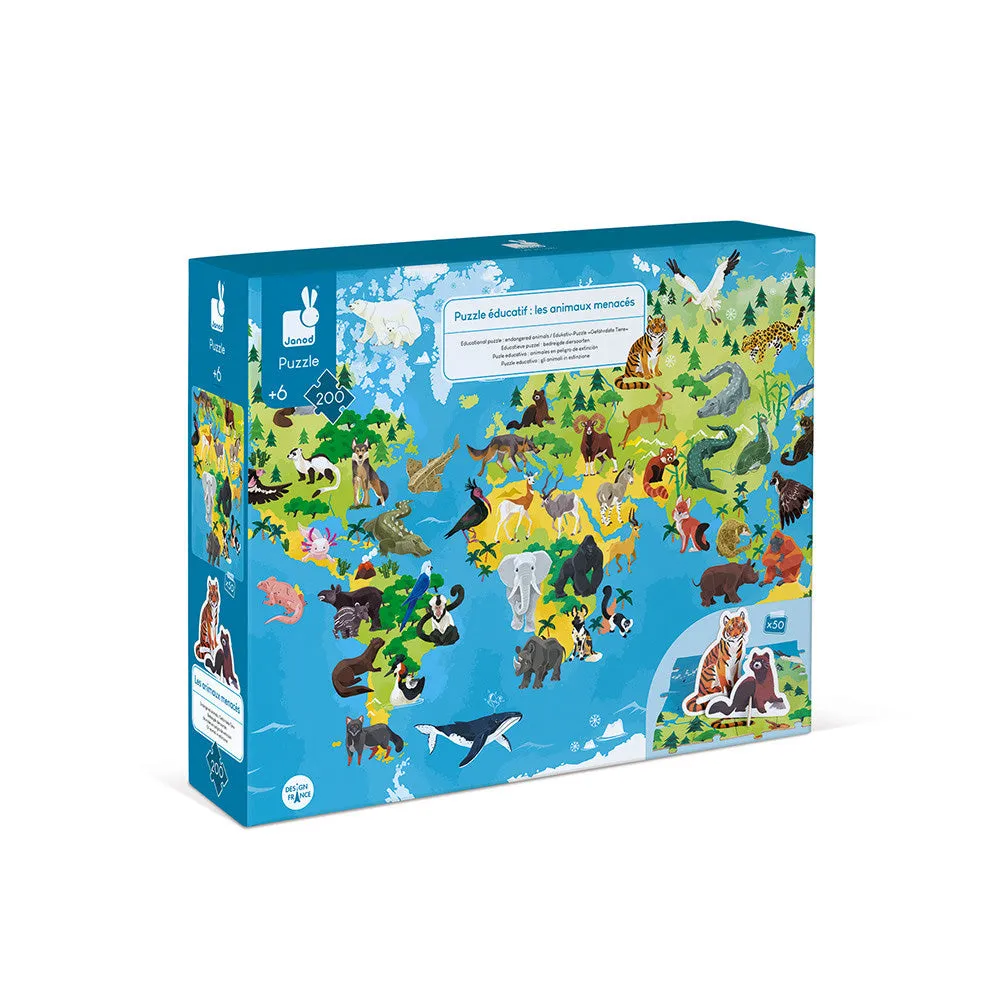 Janod Educational Puzzle Endangered Animals 200pcs